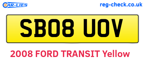 SB08UOV are the vehicle registration plates.