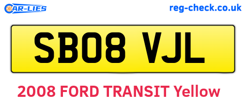 SB08VJL are the vehicle registration plates.