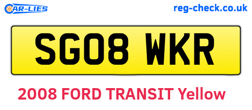SG08WKR are the vehicle registration plates.