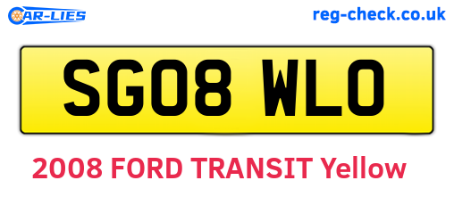SG08WLO are the vehicle registration plates.