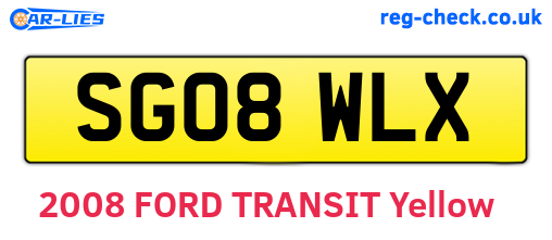 SG08WLX are the vehicle registration plates.