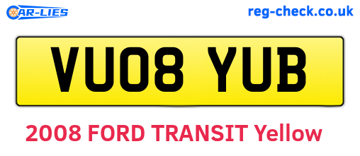VU08YUB are the vehicle registration plates.
