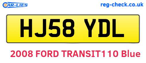 HJ58YDL are the vehicle registration plates.