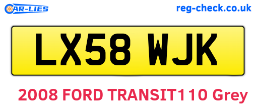 LX58WJK are the vehicle registration plates.