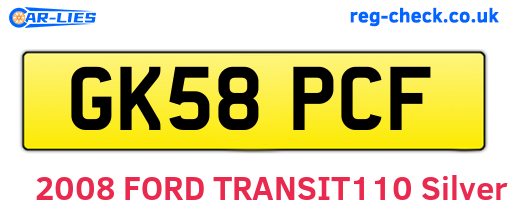GK58PCF are the vehicle registration plates.