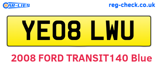 YE08LWU are the vehicle registration plates.