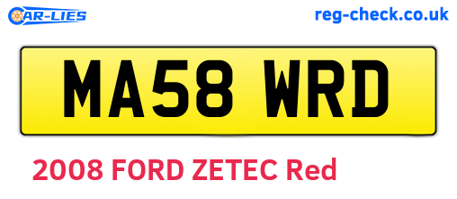 MA58WRD are the vehicle registration plates.