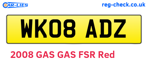 WK08ADZ are the vehicle registration plates.