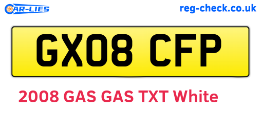 GX08CFP are the vehicle registration plates.