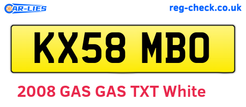 KX58MBO are the vehicle registration plates.