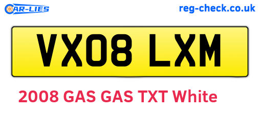 VX08LXM are the vehicle registration plates.