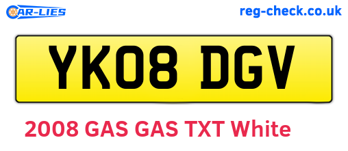 YK08DGV are the vehicle registration plates.