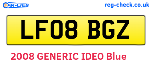 LF08BGZ are the vehicle registration plates.