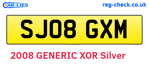 SJ08GXM are the vehicle registration plates.