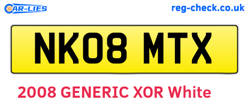 NK08MTX are the vehicle registration plates.