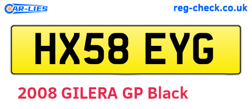 HX58EYG are the vehicle registration plates.