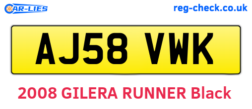 AJ58VWK are the vehicle registration plates.