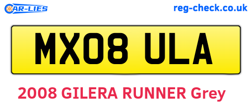 MX08ULA are the vehicle registration plates.