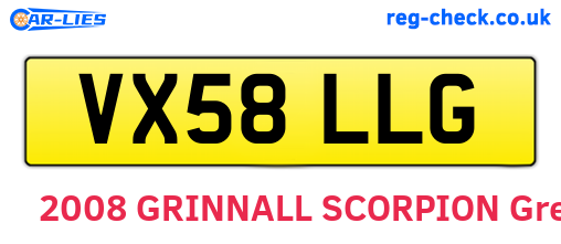 VX58LLG are the vehicle registration plates.