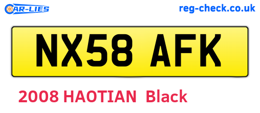 NX58AFK are the vehicle registration plates.