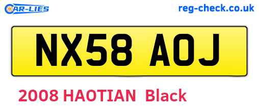 NX58AOJ are the vehicle registration plates.