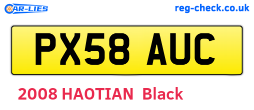 PX58AUC are the vehicle registration plates.