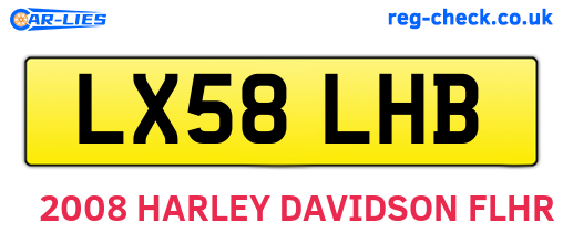 LX58LHB are the vehicle registration plates.