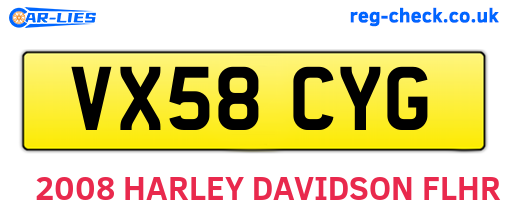 VX58CYG are the vehicle registration plates.