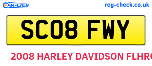 SC08FWY are the vehicle registration plates.
