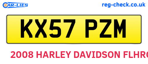 KX57PZM are the vehicle registration plates.