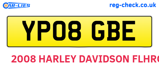 YP08GBE are the vehicle registration plates.