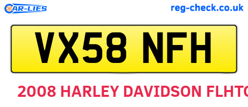 VX58NFH are the vehicle registration plates.
