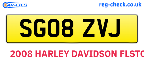 SG08ZVJ are the vehicle registration plates.