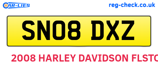 SN08DXZ are the vehicle registration plates.