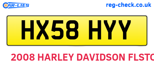HX58HYY are the vehicle registration plates.