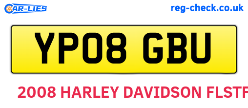 YP08GBU are the vehicle registration plates.