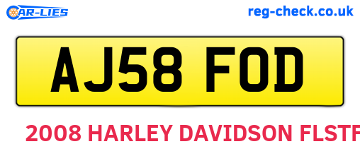 AJ58FOD are the vehicle registration plates.