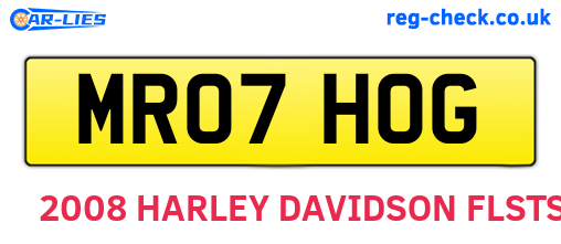 MR07HOG are the vehicle registration plates.