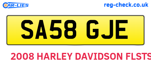SA58GJE are the vehicle registration plates.
