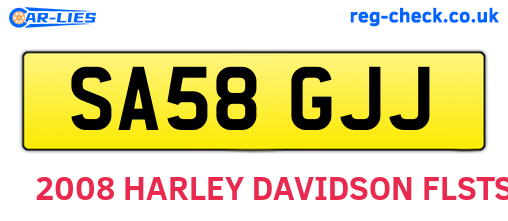 SA58GJJ are the vehicle registration plates.