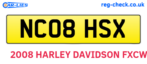 NC08HSX are the vehicle registration plates.