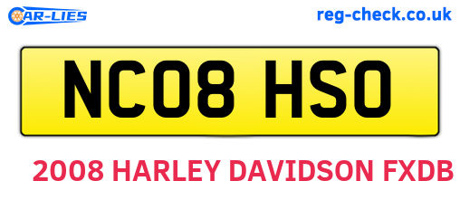 NC08HSO are the vehicle registration plates.