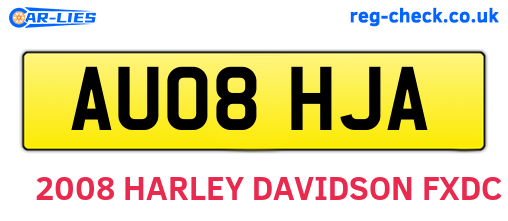 AU08HJA are the vehicle registration plates.