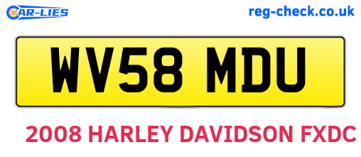 WV58MDU are the vehicle registration plates.
