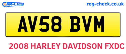 AV58BVM are the vehicle registration plates.