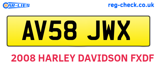 AV58JWX are the vehicle registration plates.