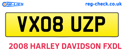 VX08UZP are the vehicle registration plates.