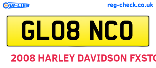 GL08NCO are the vehicle registration plates.