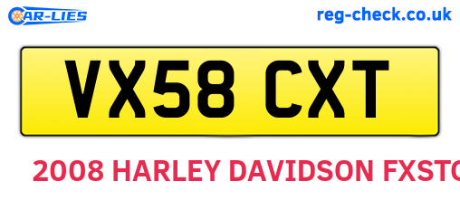 VX58CXT are the vehicle registration plates.