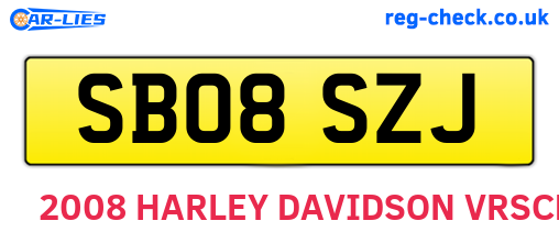 SB08SZJ are the vehicle registration plates.
